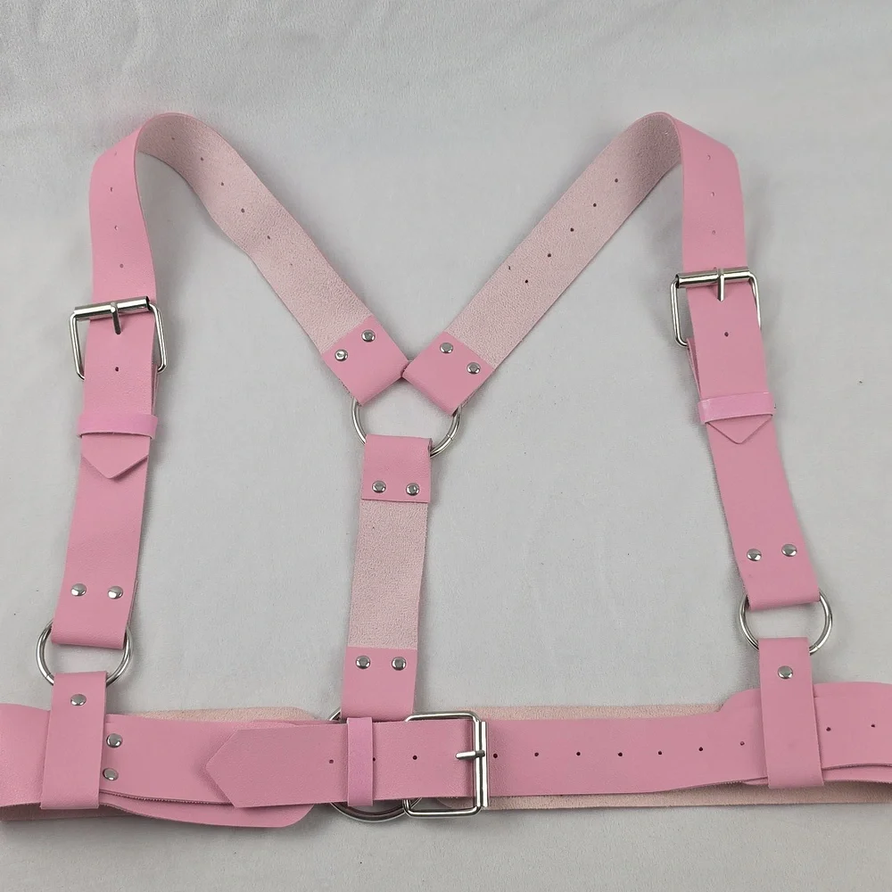 Pink Adjustable Faux Leather Harness Belt - Picture 2 of 4